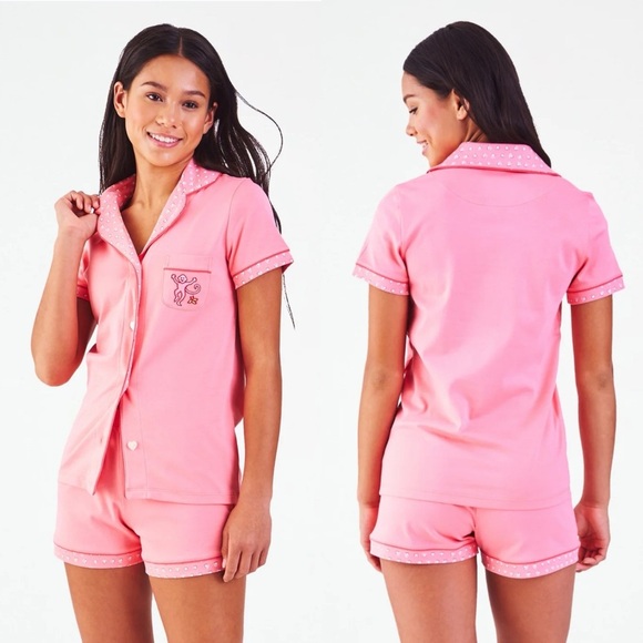 Roller Rabbit Watermelon Monkey Embroidered Polo Pajamas Size Small NWT - Picture 4 of 4